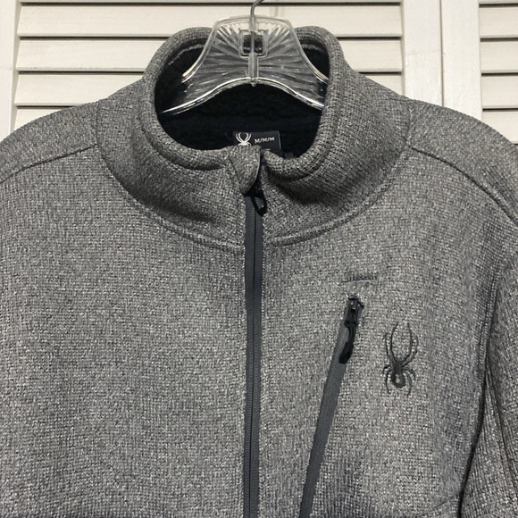 Spyder Gray Fleece Sherpa Lined Waffle Knit Jacket Size M - Picture 8 of 8